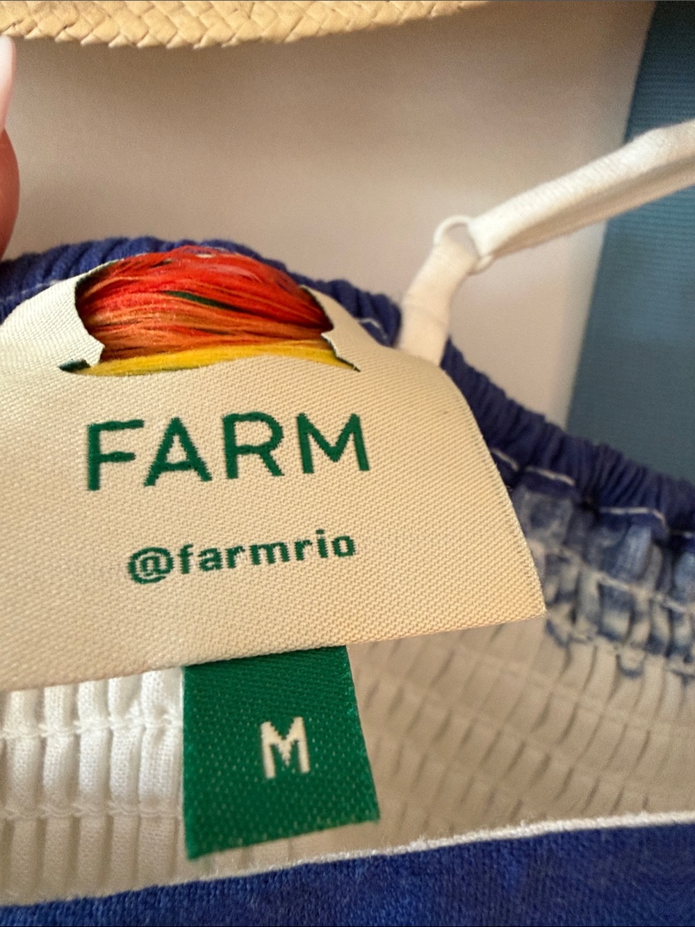 FARM Rio White Midi Dress with Blue Floral Embroidery - Picture 6 of 9